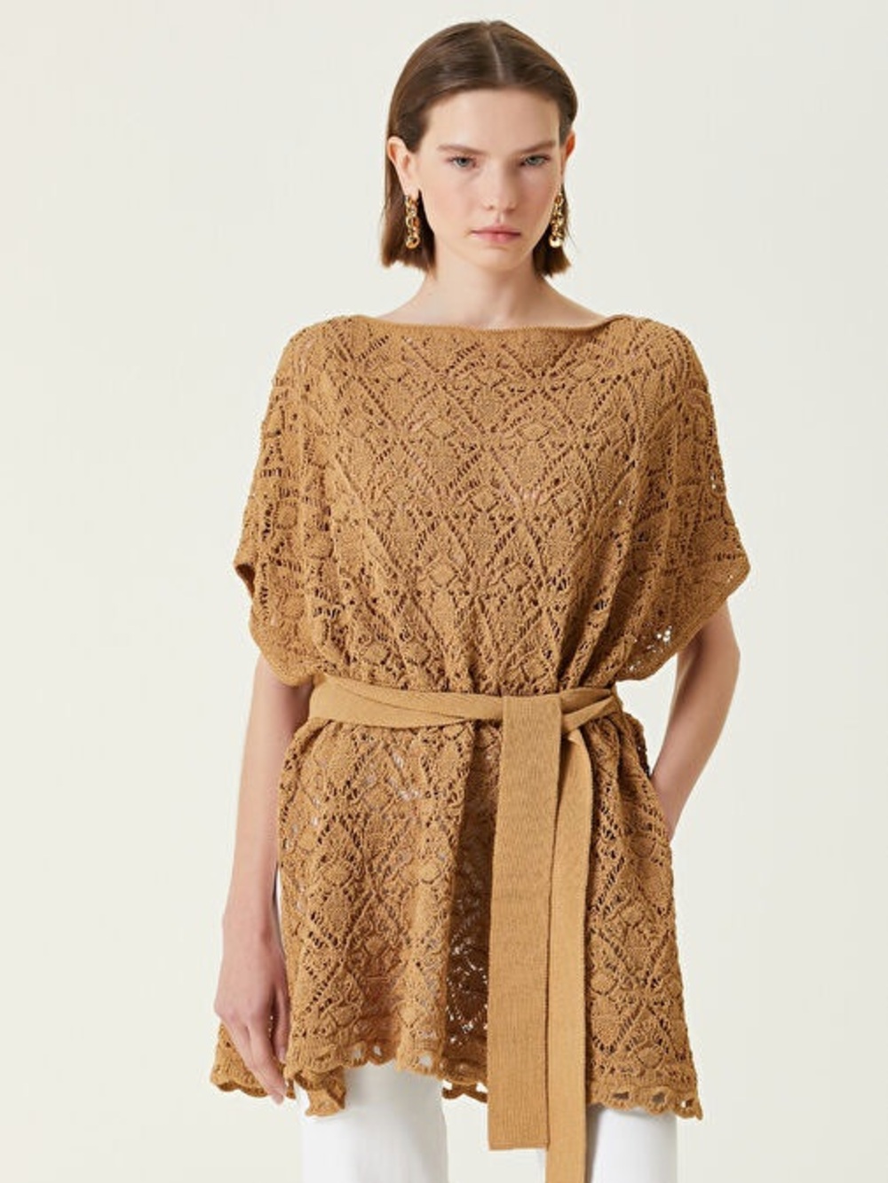 Balmain Crochet Tunic Top/Dress in Light Brown